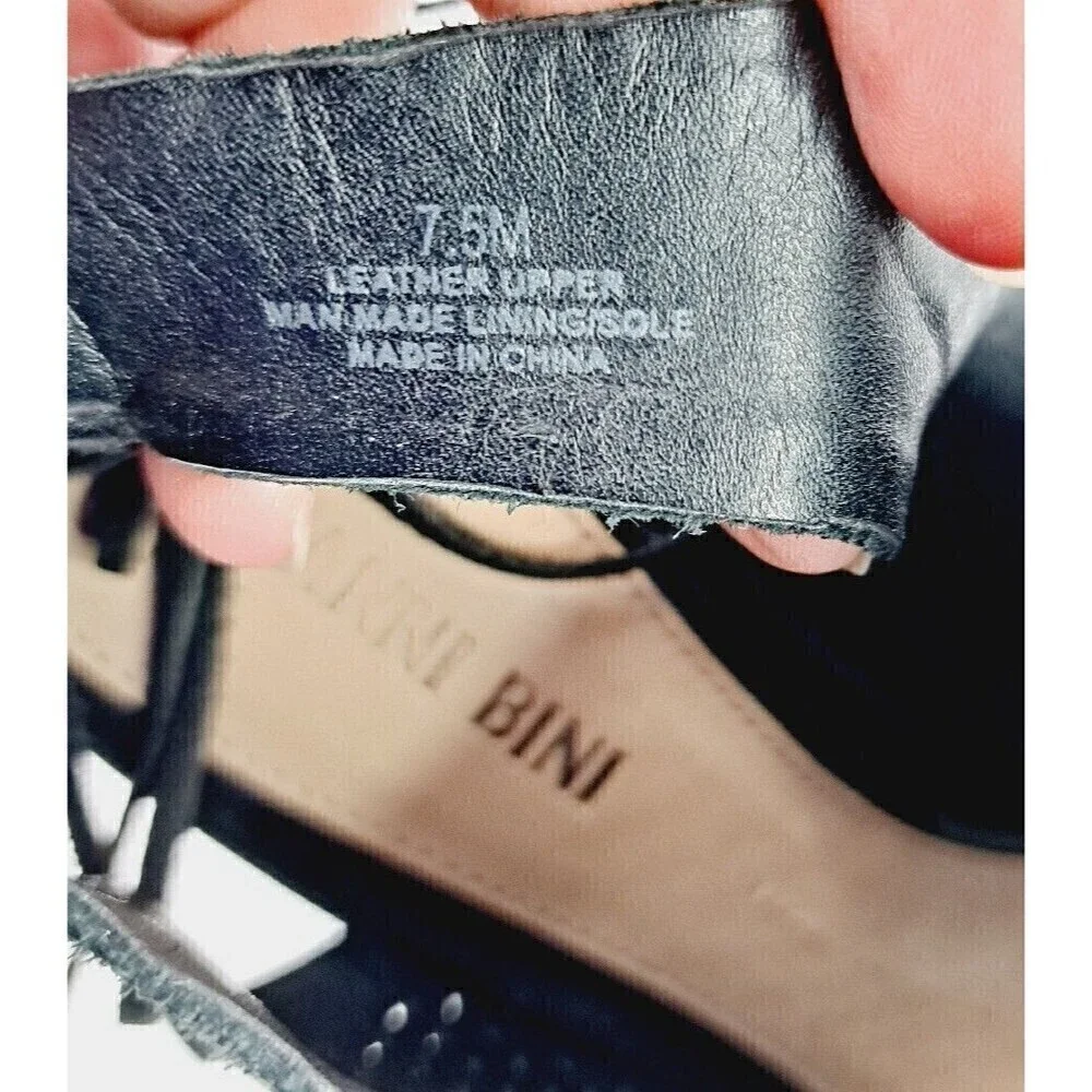 GIANNI Bini Black Hadwin Tassel Peep Toe Shoes Women's Size 7.5 - Picture 7 of 8